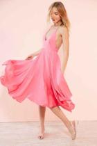 Urban Outfitters Kimchi Blue Vida Satin Handkerchief Midi Dress,pink,4
