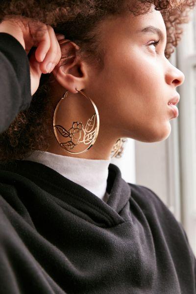 Urban Outfitters Etched Rose Statement Hoop Earring