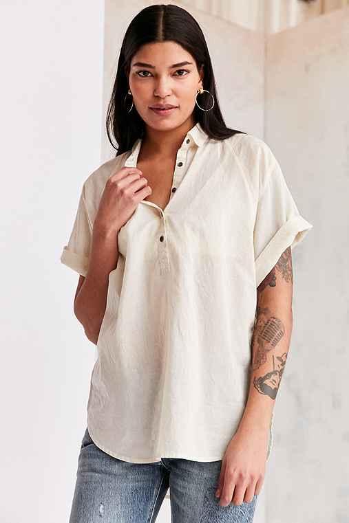 Urban Outfitters Bdg Madison Popover Blouse,ivory,l