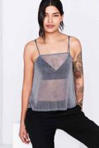 Urban Outfitters Silence + Noise Glitter Mesh Cami,grey Multi,l