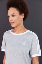 Urban Outfitters Adidas Originals Heathered 3-stripe Ringer Tee,grey,l