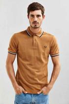 Urban Outfitters Fred Perry Classic Twin Stripe Polo Shirt,taupe,l