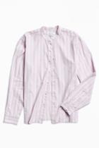 Urban Outfitters Uo Vertical Stripe Band Collar Button-down Shirt