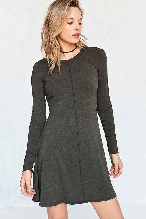 Urban Outfitters Bdg Outfield Long-sleeve Sweatshirt Mini Dress,dark Green,m