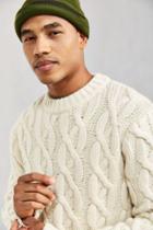 Schott Cable Knit Fisherman Crew Neck Sweater