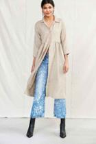 Urban Outfitters Urban Renewal Remade Linen Button-down Babydoll Dress,tan,xs