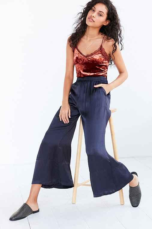 Urban Outfitters Silence + Noise Kara Satin Culotte Pant,navy,s