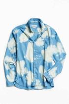 Urban Outfitters Uo Bleached Fuzzy Flannel Button-down Shirt,blue,m