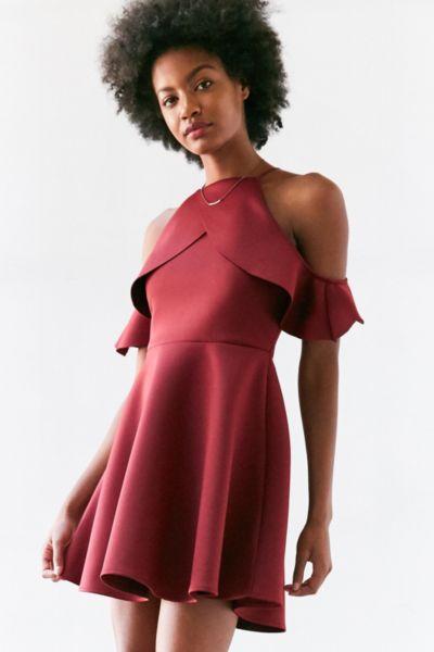 Kimchi Blue Satin Scuba Cold Shoulder Mini Dress