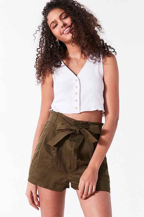 Urban Outfitters Bdg Paperbag High-rise Short,dark Green,l