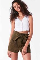 Urban Outfitters Bdg Paperbag High-rise Short,dark Green,l