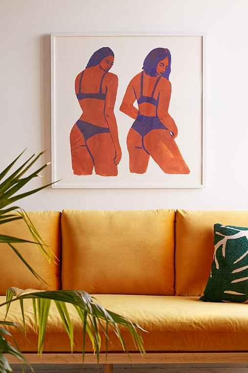Urban Outfitters Leah Reena Goren Bikini Girls Art Print,white Wood,16x16