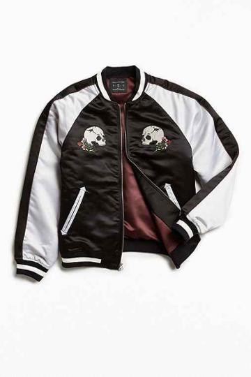 Urban Outfitters Uo Embroidered Skull Souvenir Jacket,black Multi,xs
