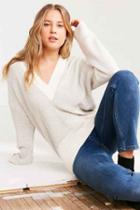 Urban Outfitters Silence + Noise Remy Deep V Sweater,grey,xs