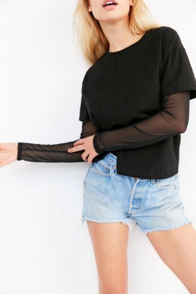 Silence + Noise Over Under Mesh Mix Tee