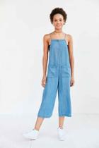 Urban Outfitters Bdg Chambray Square-neck Culotte Jumpsuit,light Blue,s