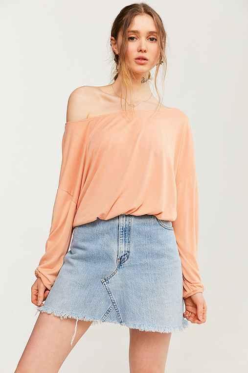 Urban Outfitters Silence + Noise Free Bird Dolman-sleeve Off-the-shoulder Top,peach,m