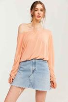 Urban Outfitters Silence + Noise Free Bird Dolman-sleeve Off-the-shoulder Top,peach,m