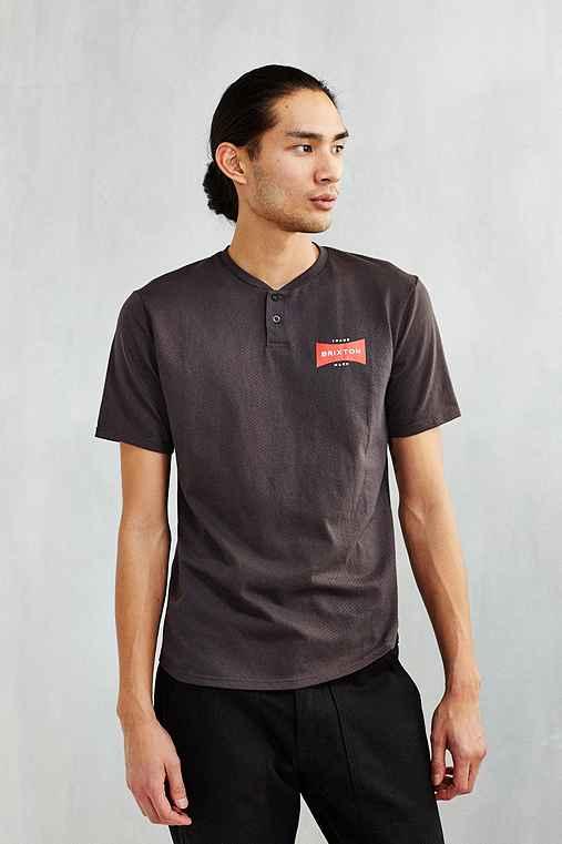 Urban Outfitters Brixton Ramsey 3/4-sleeve Henley Tee,washed Black,m