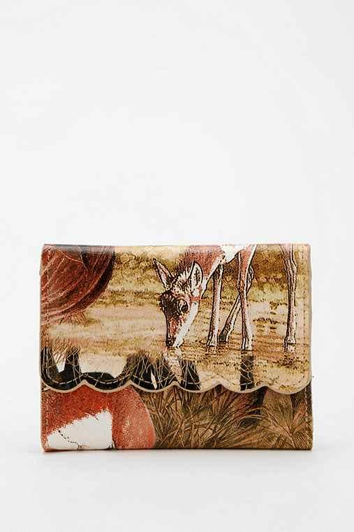 Urban Outfitters Cooperative Animal-print Scalloped Wallet,neutral Multi,one Size