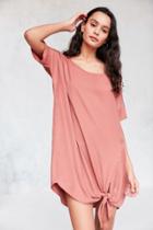 Silence + Noise Knotted Hem Dolman Tee Mini Dress