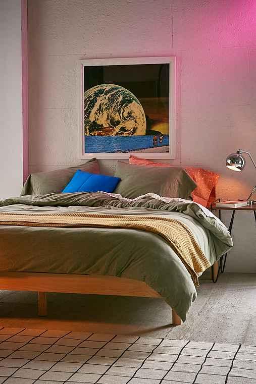 Urban Outfitters T-shirt Jersey Duvet Cover,olive,twin Xl