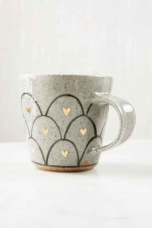 Urban Outfitters Pickle Pottery Heart Loop Mug,cream,one Size