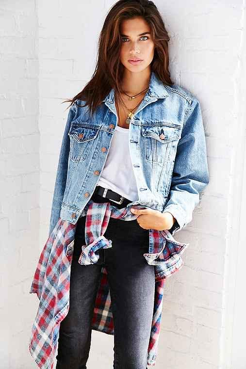 Urban Outfitters Bdg Boyfriend Denim Trucker Jacket,rinsed Denim,s
