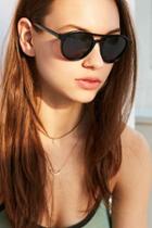 Urban Outfitters Moon Shade Plastic Aviator Sunglasses,black,one Size