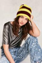 Urban Outfitters Slouchy Fuzz Ribbed Beanie,yellow,one Size