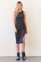 Urban Outfitters Silence + Noise Knit Side-slit Bodycon Midi Dress,washed Black,m