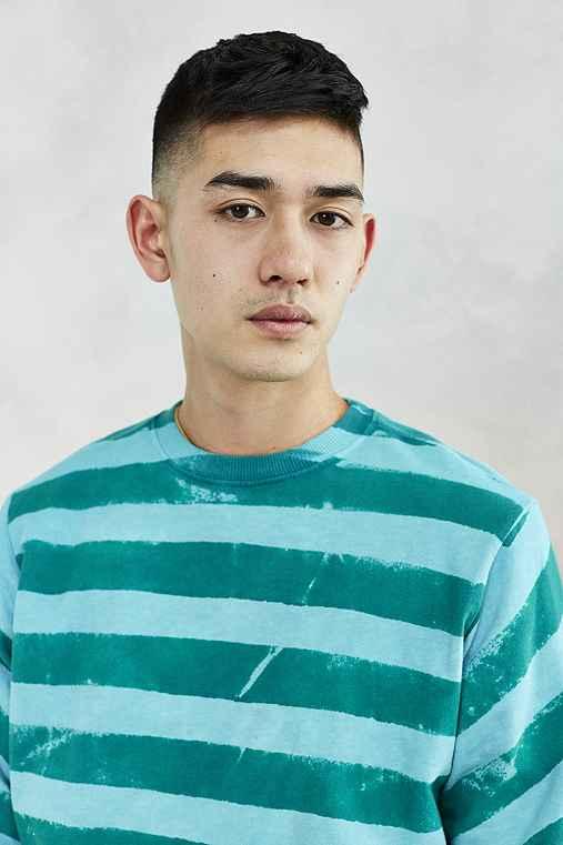 Urban Outfitters Mowgli Early Morning Stripes Crew-neck Tee,teal,xl