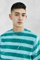 Urban Outfitters Mowgli Early Morning Stripes Crew-neck Tee,teal,xl