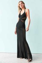 Urban Outfitters Silence + Noise Electra Mesh Maxi Dress,black,l