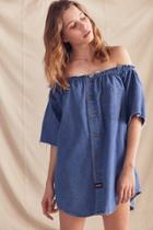 Urban Outfitters Urban Renewal Remade Chambray Off-the-shoulder Dress