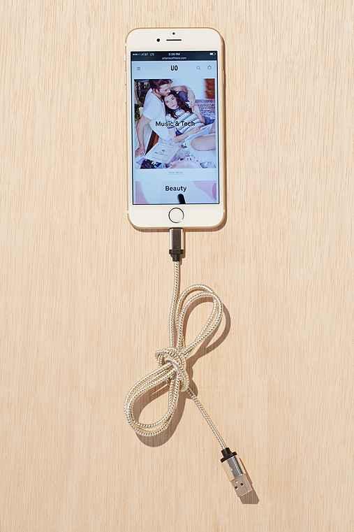 Urban Outfitters 3-ft Metallic Lightning Cord,silver,one Size