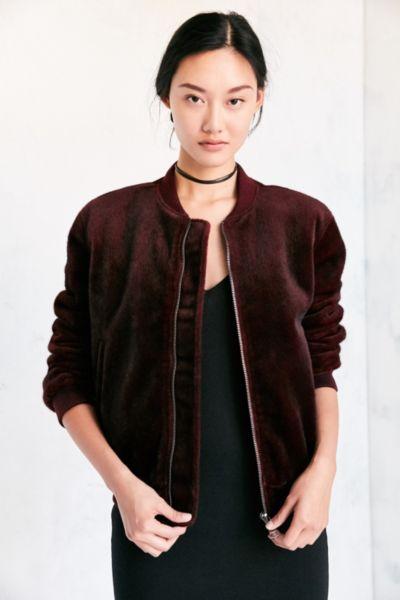 Urban Outfitters J.o.a. Vegan Pony Hair Bomber Jacket