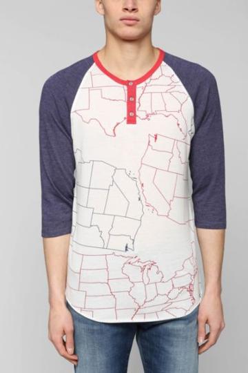 Alternative 3/4 Two-tone Pattern Henley Tee