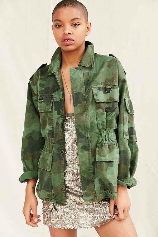 Urban Outfitters Vintage Camo Military Jacket,green,m/l