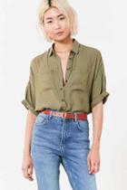 Urban Outfitters Silence + Noise Joey Button-down Shirt,green,s