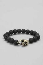 Urban Outfitters Lava Bead Skull Bracelet,black,one Size