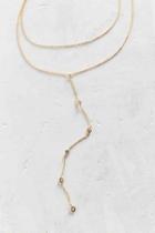 Urban Outfitters Bella Rhinestone Lariat Necklace,gold,one Size