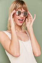 Urban Outfitters Painted Metal Round Sunglasses,beige,one Size