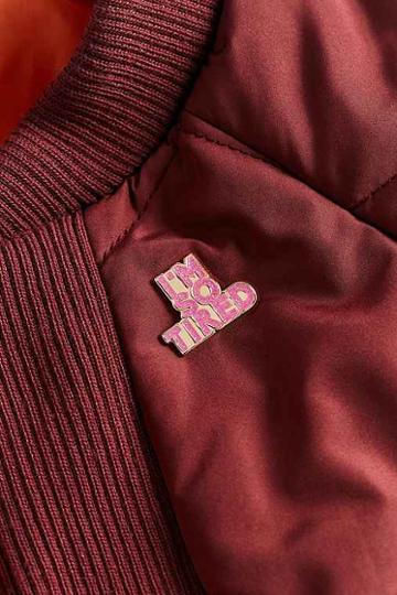 Urban Outfitters Bermuda Press I'm So Tired Pin,pink,one Size