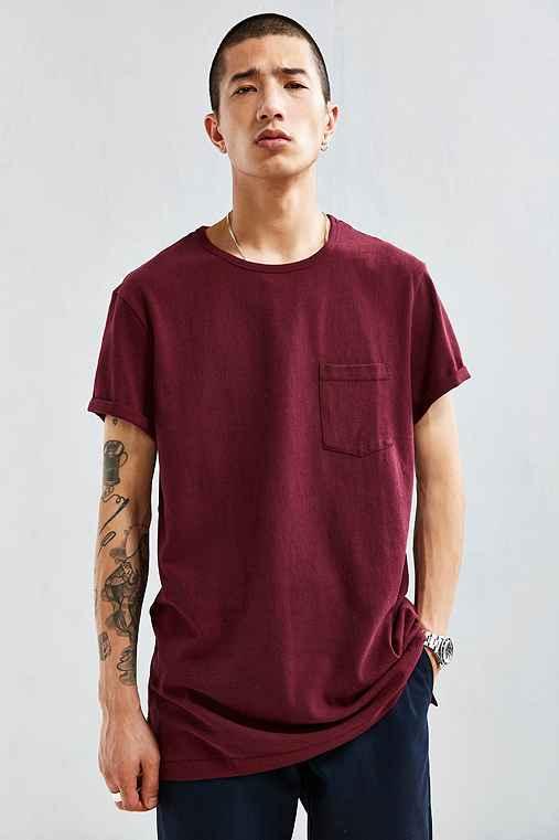Urban Outfitters Feathers Heavy Roll Sleeve Tee,maroon,xl