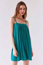 Urban Outfitters Silence + Noise Straight Neck Knit Slip Dress,teal,xs
