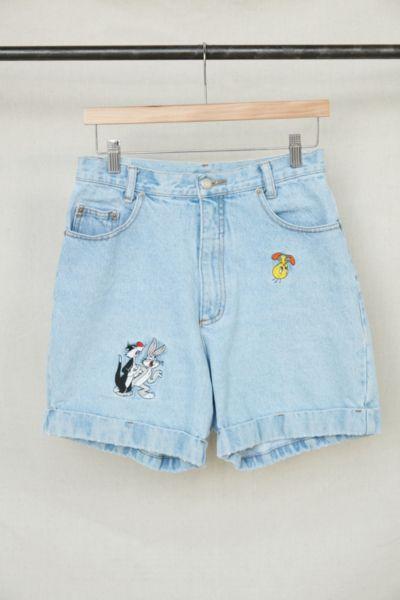 Urban Renewal Vintage Looney Tunes Embroidered Denim Short