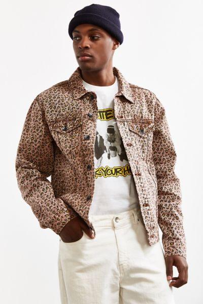 Urban Outfitters Uo Cheetah Print Denim Trucker Jacket
