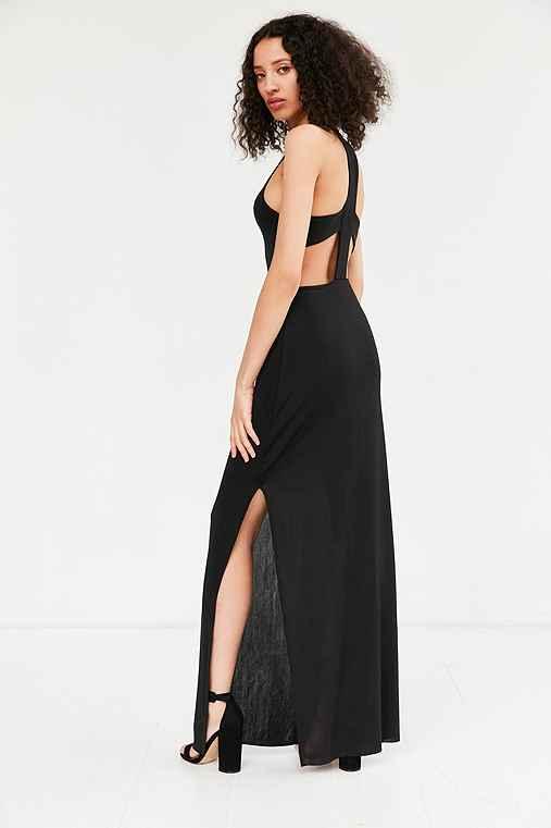 Urban Outfitters Silence Noise Stingray Metallic Maxi Dress,black,m