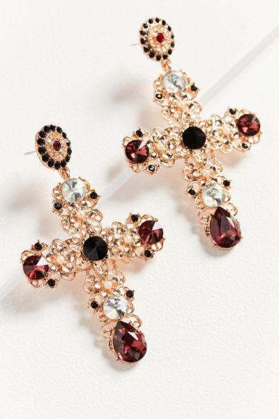 Urban Outfitters Zhuu Gem Cross Statement Earring